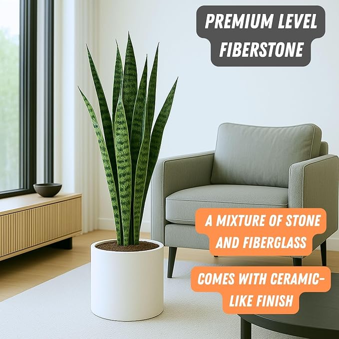 Fox & Fern Large Planter for Indoor or Outdoor, Matte White, 12 Inch | UV & - Image 2
