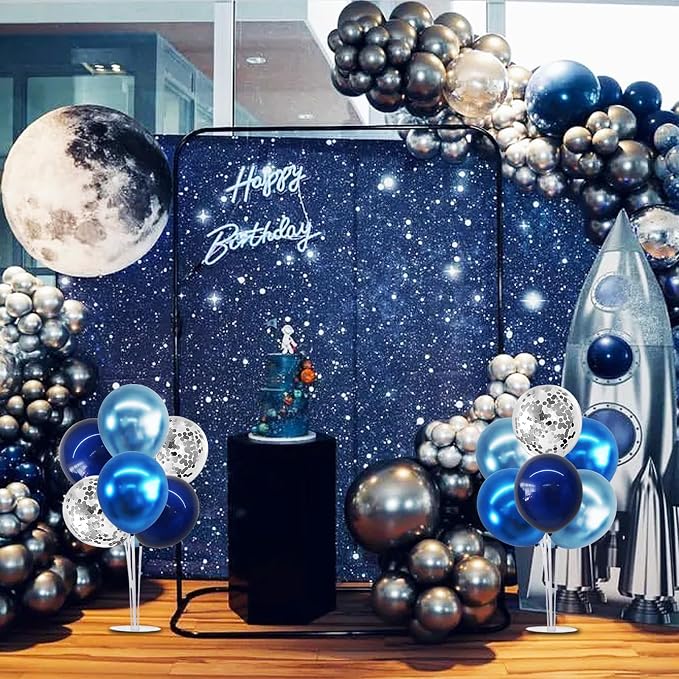 TONIFUL 4 Set Metallic Blue Silver Balloon Stand Balloon Centerpiece Table | - Image 5
