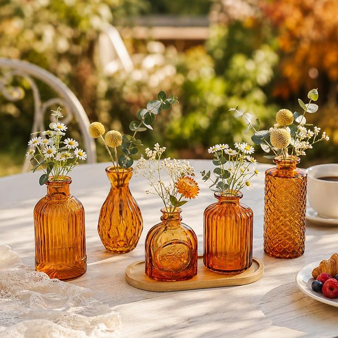 Brown Glass Bud Vases Set of 12, Mini Flower Vase - Image 4
