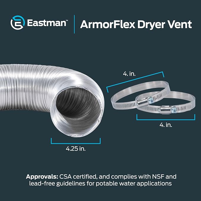 Eastman 8 Foot ArmorFlex Dryer Vent, Flexible Aluminum Duct - Image 6