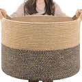 INDRESSME XXXLarge Woven Wicker Blanket Basket Living Room Black Jute, 90L | by INDRESSME