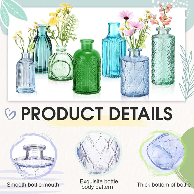 Yaomiao 30 Pcs Glass Bud Vases Centerpieces, Mini Colored Flower Vase - Image 4