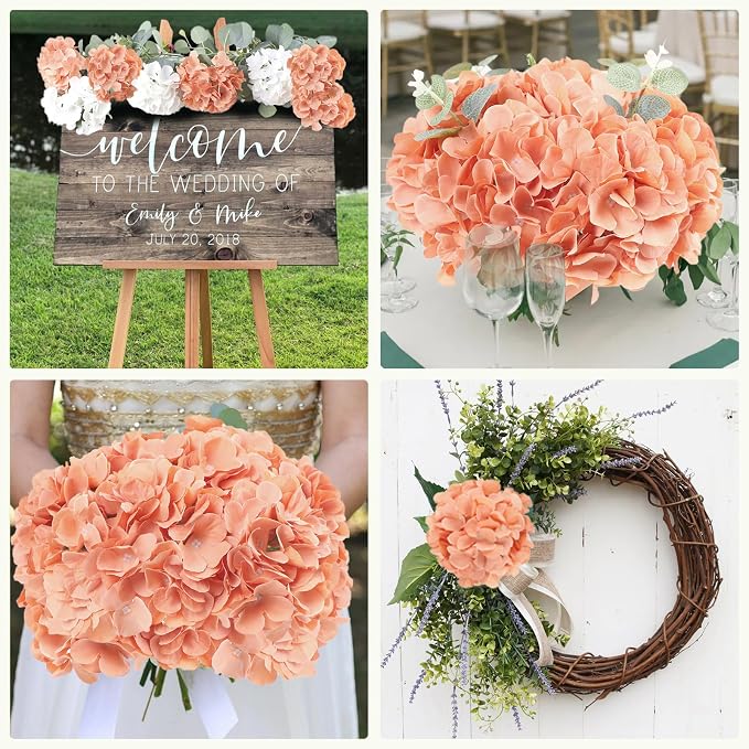 AVIVIHO 65pcs Fake Flowers Terracotta Hydrangea Artificial Flowers Bulk Silk - Image 3