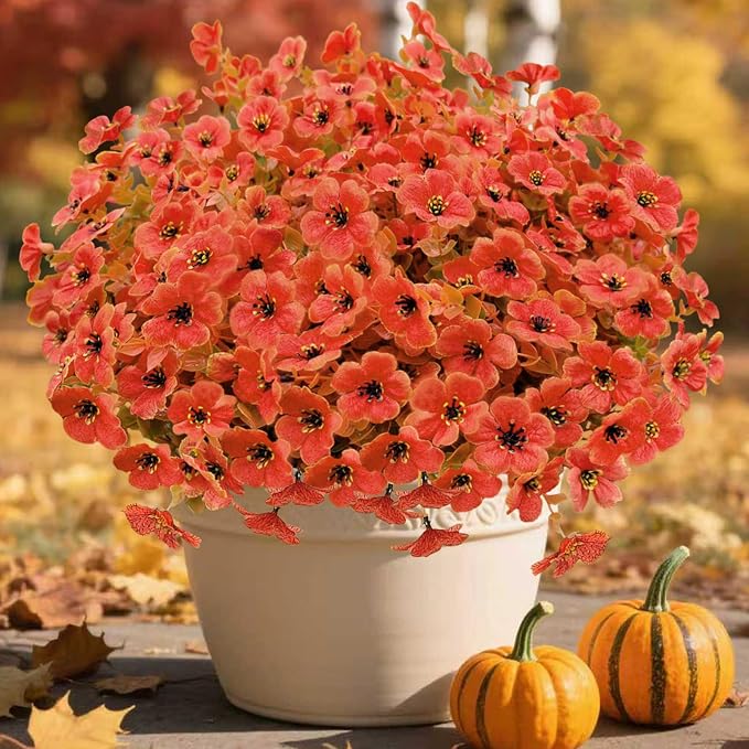 Artificial Mums for Outdoor Fall Decor Flowers, 12 Bundles Fall Decorations for by Cherica