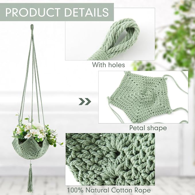 Shappy 1 Pack Boho Macrame Plant Hanger - Image 3