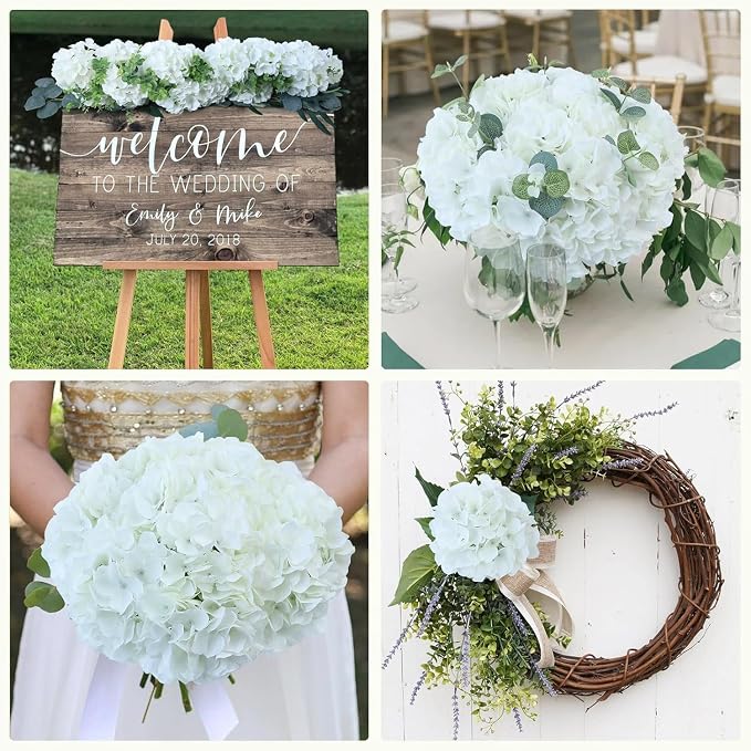AVIVIHO 205Pcs Fake Flowers White Hydrangea Artificial Flowers Bulk Ivory Silk - Image 6