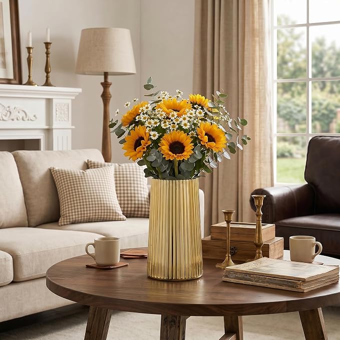 Gold Glass Vase for Flower, Flower Vase for Bouquet, Modern Glass Vases - Image 4