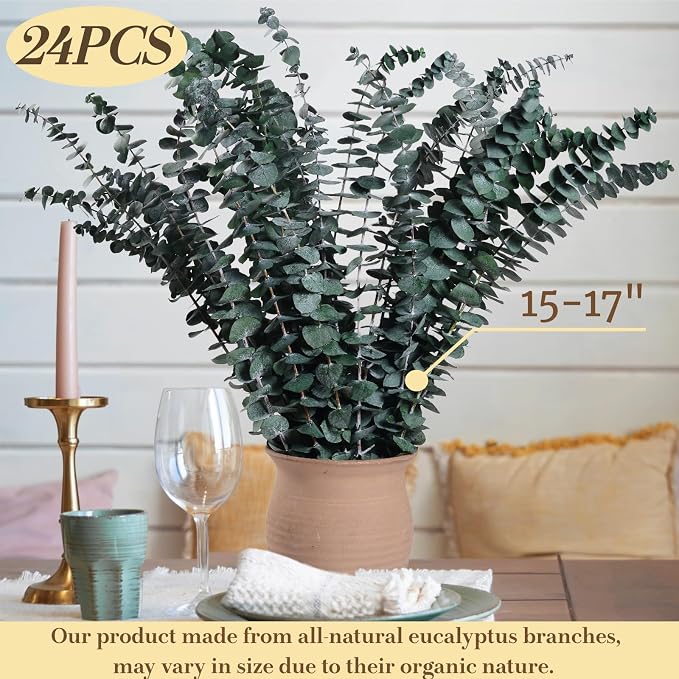 24 PCS Dried Eucalyptus for Shower Hanging 17 Preserved Eucalyptus Stem | Green - Image 3