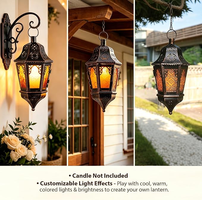 Ramadan Lantern Decorative Indoor & Outdoor, Metal Christmas Moroccan Candle - Image 3
