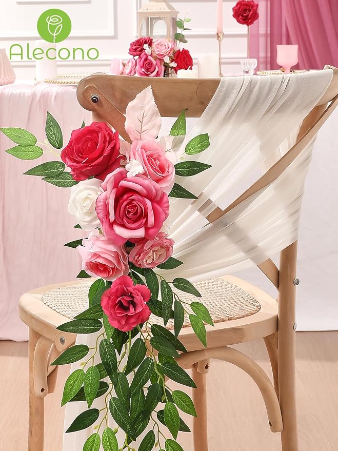 Alecono Hot Pink Artificial Flowers, Silk Fake Roses Combo Box Set | - Image 7