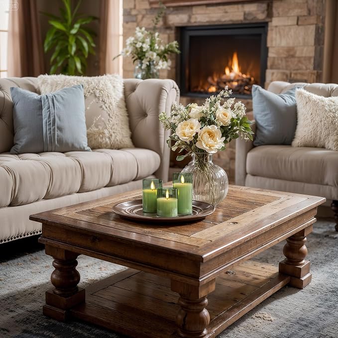 Homemory Sage Green Glass Flameless Candles, Real Wax, Remote Timer, 3 Pack | - Image 4
