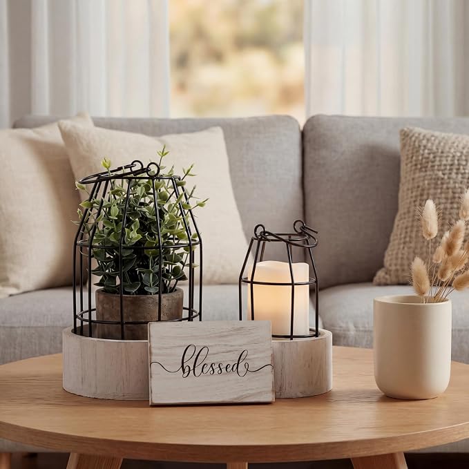 Modern Rustic Farmhouse Candle Lantern Set of 5 - Image 7