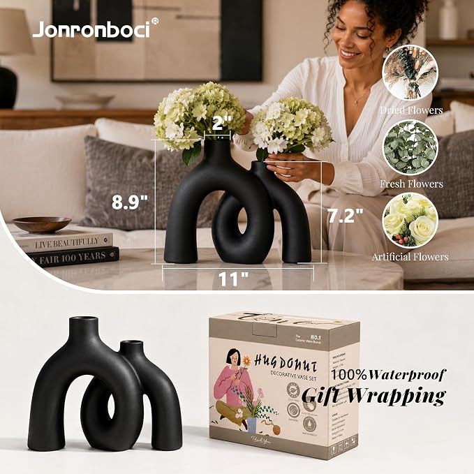 Matte Black Vase Set - Image 4