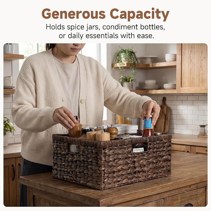 StorageWorks Large Wicker Baskets, Water Hyacinth Woven Baskets, Wicker Storage - Image 3