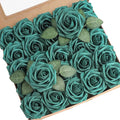 Artificial Flowers 25pcs Real Looking Dark Teal Foam Fake Roses by Floroom