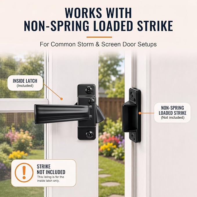 Replacement Screen Door Latch for Non-Spring Loaded Strike, Interior Latch for - Image 3