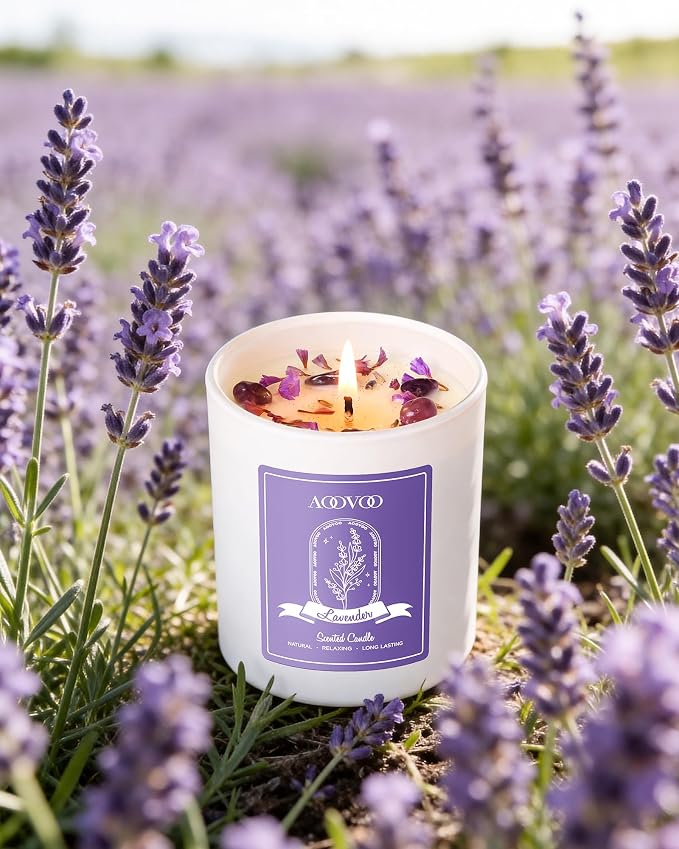 AOOVOO Lavender Scented Candle Set 2 Pack - Image 7