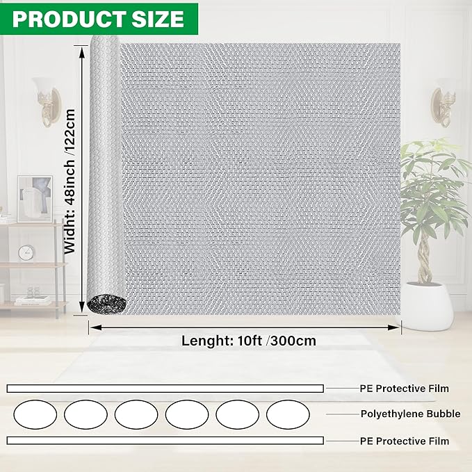 winemana 48IN x 10FT Window Insulation Roll, Reflective Window Heat Blocker | - Image 3