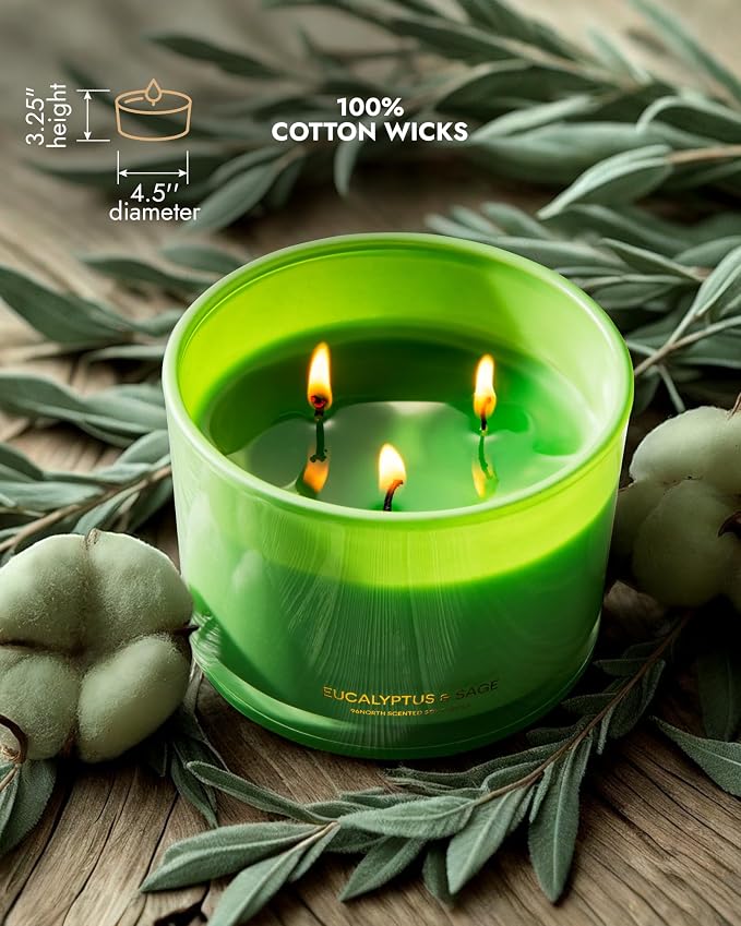Luxury Eucalyptus & Sage Soy Candle | Large 3 Wick Jar Candle | Up to 50 Hours - Image 5