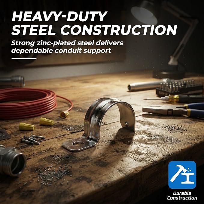 Heavy Duty Pipe Strap Zinc-Plated Steel EMT Conduit Clamps - Image 3