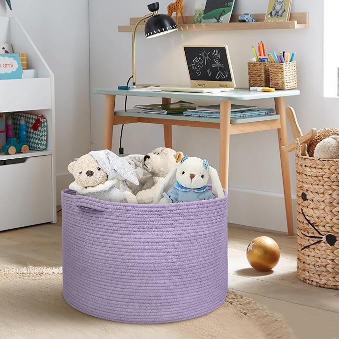 Purple Rope Storage Basket, Jumbo Floor Bin - Image 4