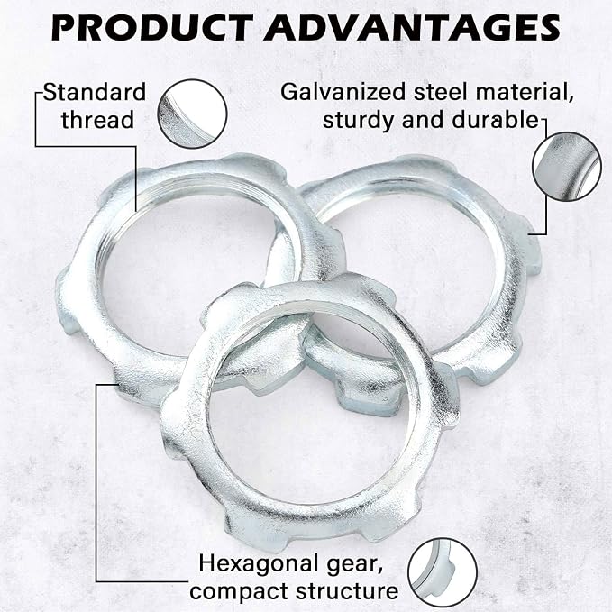 Yaocom 100 Pcs Electrical Conduit Lock Nut Rigid Lock Nut, 3/4 Inch | - Image 3