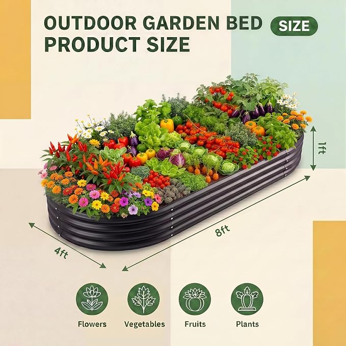 Land Guard 2Pcs 8ft Galvanized Steel Raised Garden Bed, Raised Garden Bed - Image 2