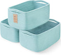 3 Pack Small Storage Baskets for Organizing, 11.8×7.8×5.1", Light Blue | Woven by MaxuniTechLife