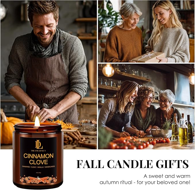 DL DREAMY DEWLA Fall Candle, Cinnamon Clove Scented - Image 3