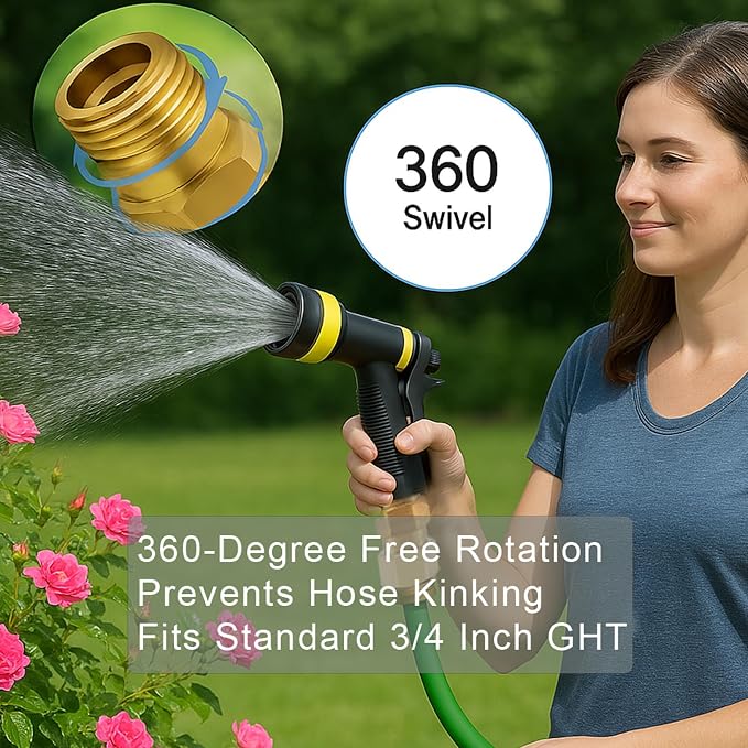 Upgraded No-Leak Easy-Rotate 3/4 GHT Garden Hose Swivel Connector | Brass Hose - Image 6