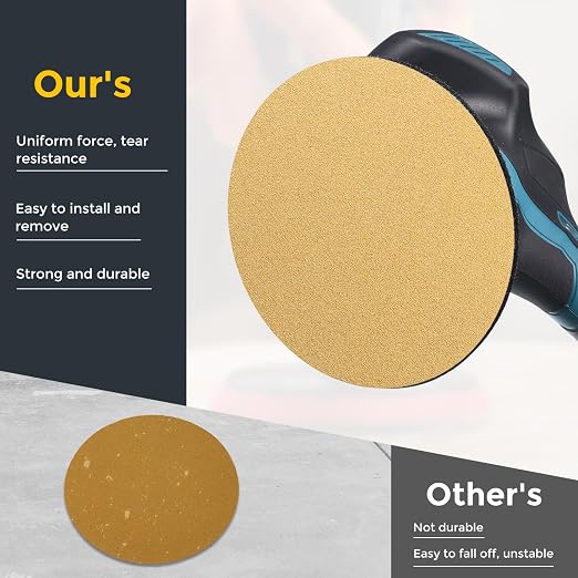 HARFINGTON 50 Pcs 3 Inch Sanding Discs 120 Grit Yellow Aluminum Oxide | Hook - Image 4