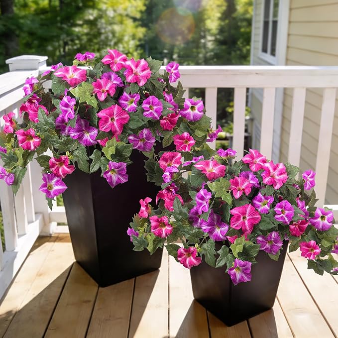 Ammyoo 4 Pcs Artificial Fake Petunia Flowers - Image 8