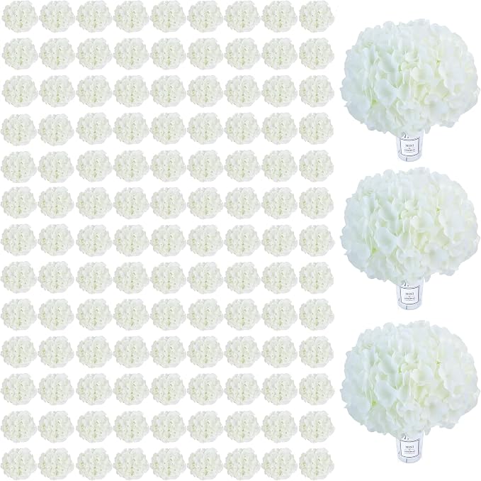 AVIVIHO 105pcs Fake Flowers White Hydrangea Artificial Flowers Bulk Ivory Silk by Aviviho
