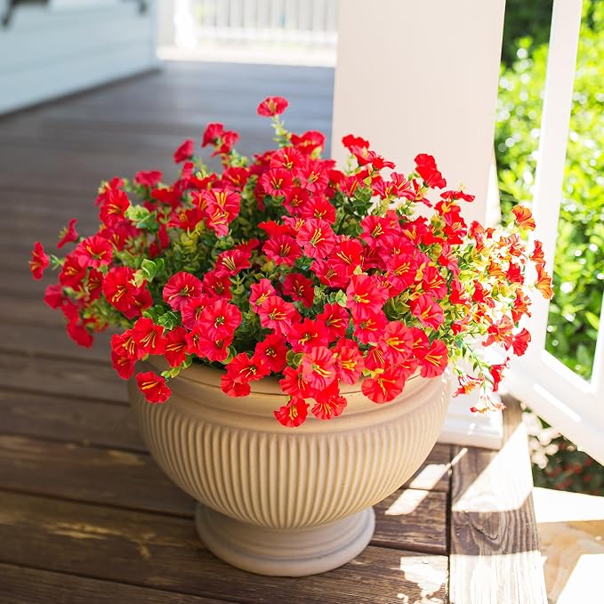 Artificial Flowers for Outdoors Fake Plants Outside Decoration, 12 Bundles Silk - Image 3