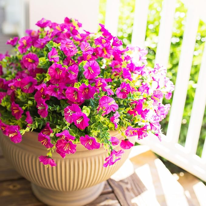 Artificial Flowers for Outdoors Fake Plants Outside Decoration, 12 Bundles Faux - Image 4