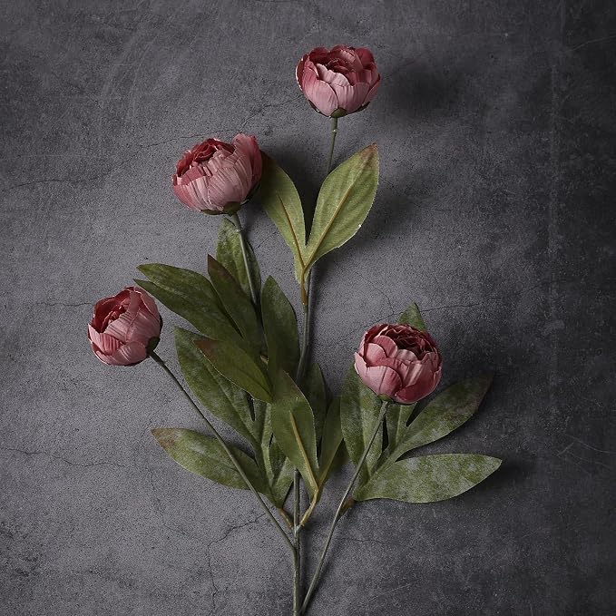 6 Pcs 27" Faux Silk Peony Artificial Flowers Stems - Image 2