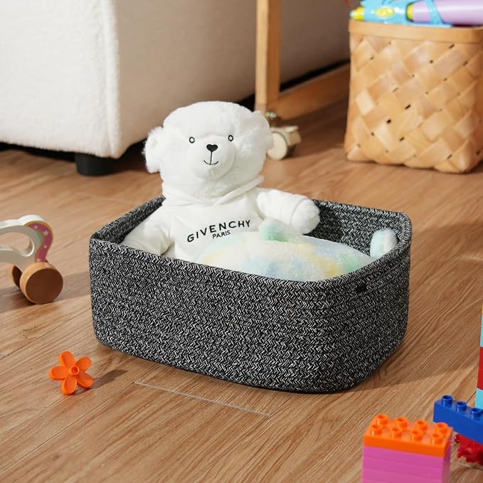 3 Pack Small Storage Baskets for Organizing, 11.8×7.8×5.1", Mixed Black | Woven - Image 9