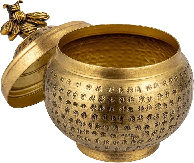 Creative Co-Op Round Hammered Metal Container - Image 3