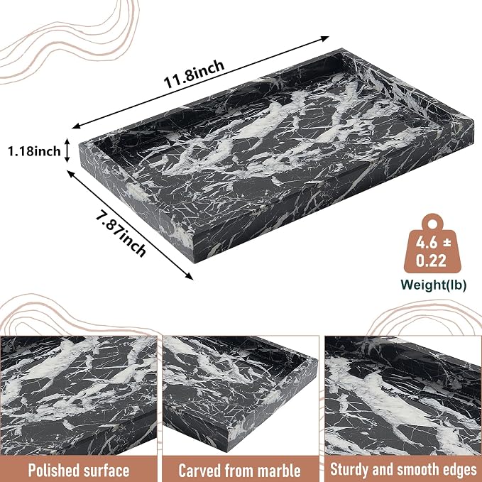 Marble Bathroom Tray, Pure Natural Vanity Tray | Marble Tray - Image 3