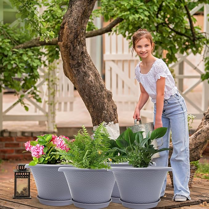 Quarut 12 Inch Pots for Plants, 4 Pack Large Flower Pots - Image 7