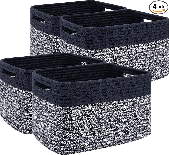 4 Pack Storage Baskets for Organizing, Woven Baskets for Shelves by SIXDOVE