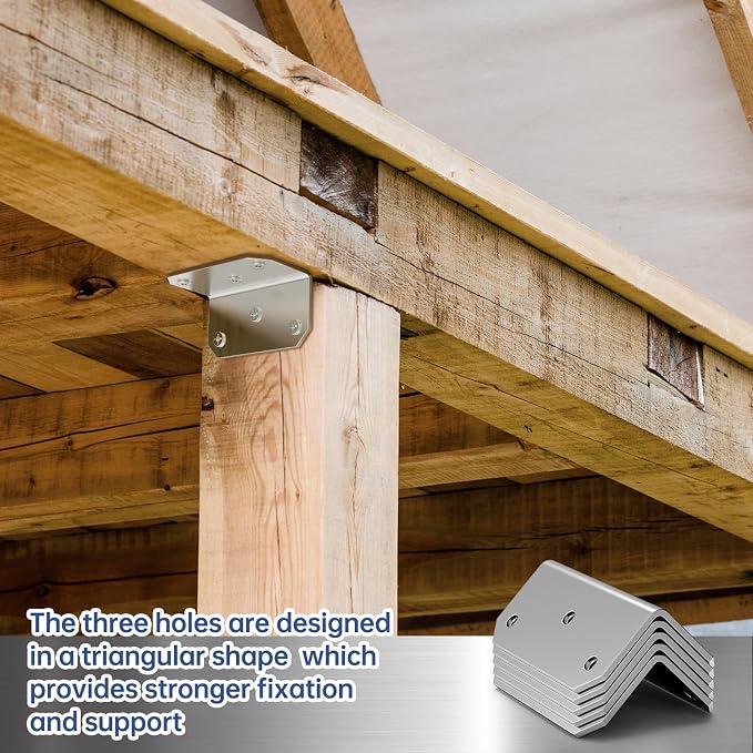 Yuleimy L Brackets for Wood, 2x4 Inch Galvanized Corner Braces, 4×2×2 in. - Image 4