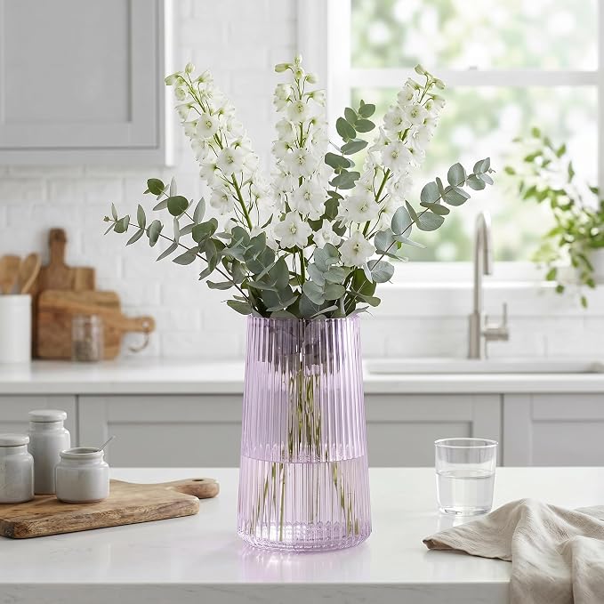 Purple Glass Vase for Flower, Flower Vase for Bouquet, Modern Glass Vases - Image 5