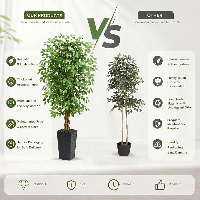 Artificial Ficus Tree 5FT Faux Floor Tree - Image 6