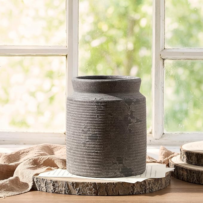 Ceramic Flower Vase 6.5 inch Farmhouse Rustic Vase - Image 6