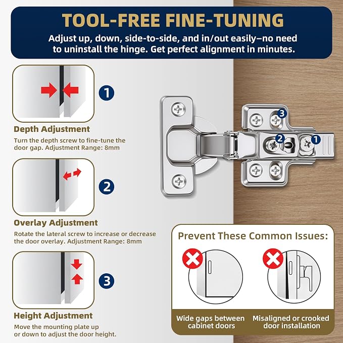 20 Pack Soft Close Inset Cabinet Door Hinges - Image 4