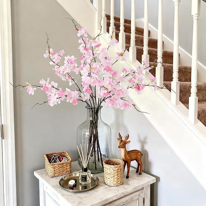 INXUGAO Artificial Cherry Blossom Branches Decor 12 PCS Fake Flowers Indoor | - Image 5