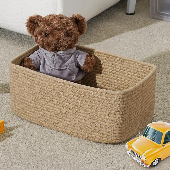 3 Pack Storage Baskets for Organizing, 13.7×9.5×6.3", Cotton Rope Basket for - Image 5