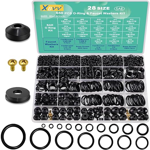 XBVV 28 Size 650 Pcs Faucet Rubber Washers Kit and SAE O Ring Assortment Set by XBVV