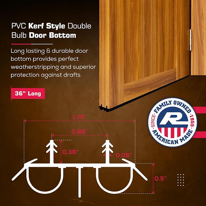 36" Kerf Slide-in Double Bulb Seal Weatherstrip Door Bottom – Durable Seal - Image 4